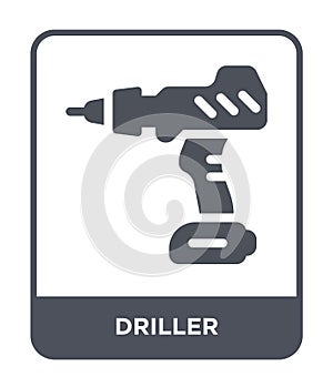 driller icon in trendy design style. driller icon isolated on white background. driller vector icon simple and modern flat symbol