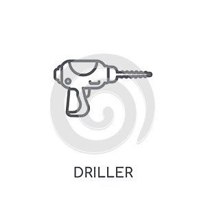 Driller linear icon. Modern outline Driller logo concept on whit