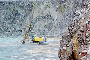 Driller in a quarry mine. mining industry.