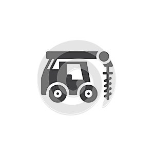 Driller truck vector icon