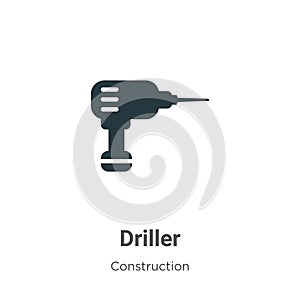 Driller vector icon on white background. Flat vector driller icon symbol sign from modern construction collection for mobile