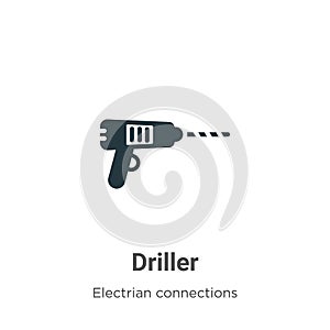 Driller vector icon on white background. Flat vector driller icon symbol sign from modern electrian connections collection for