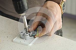 Drilling with Handdrill Machine. Close-up