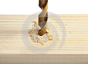 Drilling hole in wood
