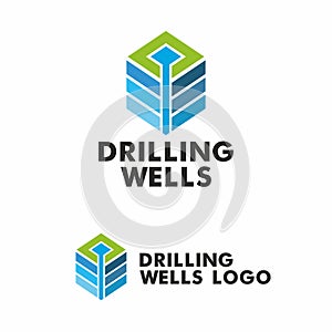 Drilling logo. Stylized well of water in the strata of the earth