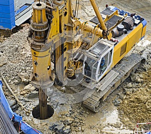 Drilling machine at construction site