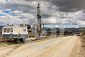 Drilling machine in a construction site
