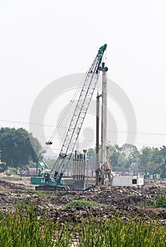 Drilling machine in the construction site.