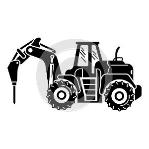 Drilling machine tractor icon, simple style