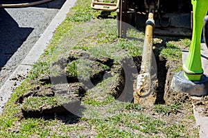 Drilling machine work process with horizontal directional drilling technology trenchless laying of communications