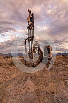 Drilling machine working on a construction site