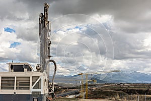 Drilling machine working on a construction site