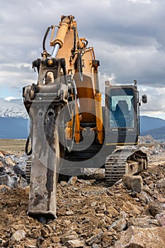 Drilling machine working on a construction site