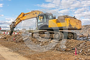 Drilling machine working on a construction site