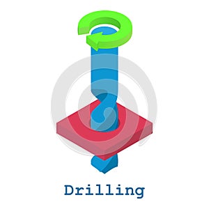 Drilling metalwork icon, isometric 3d style