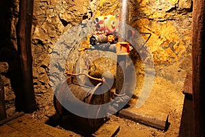 Drilling in mine with hand tools