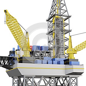Drilling offshore platform closeup . 3d rendering