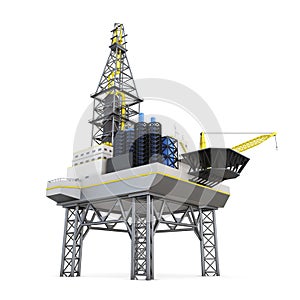 Drilling offshore platform isolated. 3d rendering