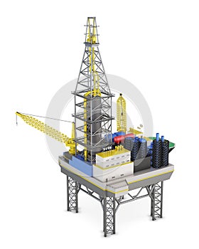 Drilling offshore platform isolated. 3d rendering