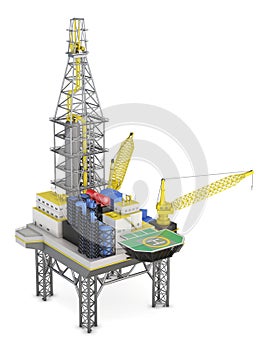 Drilling offshore platform isolated. 3d rendering
