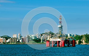 Drilling platform in guanabara bay in rio de janeiro