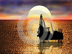 Drilling platform on sea