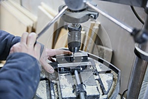 Drilling press drill close up