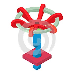 Drilling process icon isometric vector. Cnc machine drilling and round valve