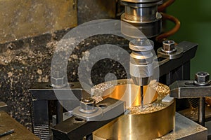 The drilling process on NC milling machine with brass material