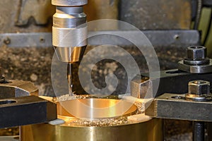 The drilling process on NC milling machine with brass material