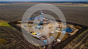 Drilling rig. Aerial view from above