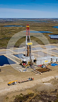 Drilling rig. Aerial view from above