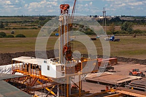 Drilling rig, equipment at site of oil drilling