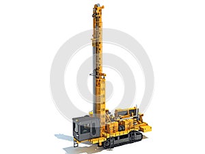 Drilling Rig heavy construction machinery 3D rendering on white background