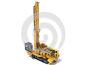 Drilling Rig heavy construction machinery 3D rendering on white background