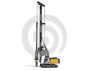 Drilling Rig heavy construction machinery 3D rendering on white background
