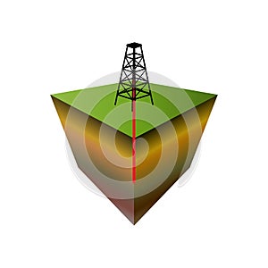 Drilling rig icon. 3D model of onshore drilling for oil and gas; colorful vector illustration for oil and gas industry. EPS 10