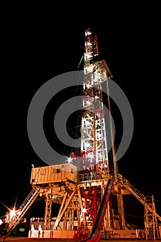 Drilling rig at night