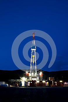 Drilling rig at night