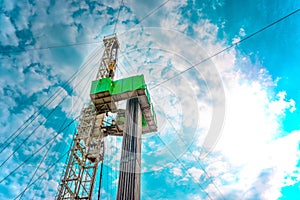 Drilling rig in oil field for drilled into subsurface in order to produced crude, inside view