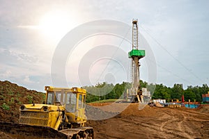Drilling rig in oil field for drilled into subsurface in order to produced crude, inside view.