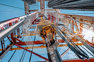 Drilling rig in oil field for drilled into subsurface in order to produced crude, inside view.