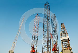 Drilling rig in oil field for drilled into subsurface in order to produced crude inside view