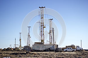 Drilling rigs working in the desert