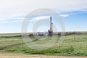 Drilling tower in the steppe