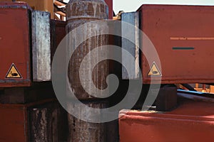 Drilling work at the well. drill rig, rotation of drill pipe