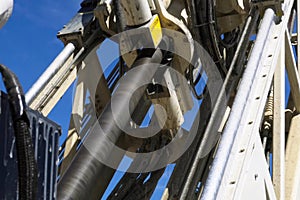 Drilling work at the well. drill rig, rotation of drill pipe