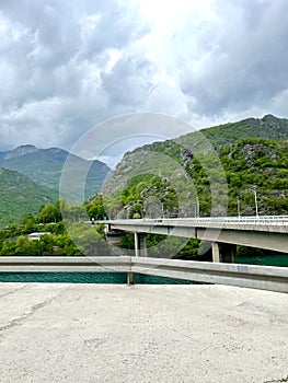 Drina river on the border of Serbia and Bosnia and Herzegovina, summer time