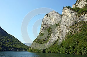 Drina river canyon with massive rocks