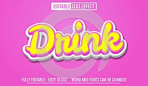 Drink 3d editable text effect template
